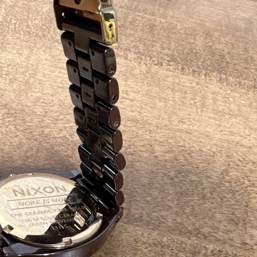 Nixon Men's The Time Teller Brown Ceramic‎ Quartz Watch - Untested Needs Battery
